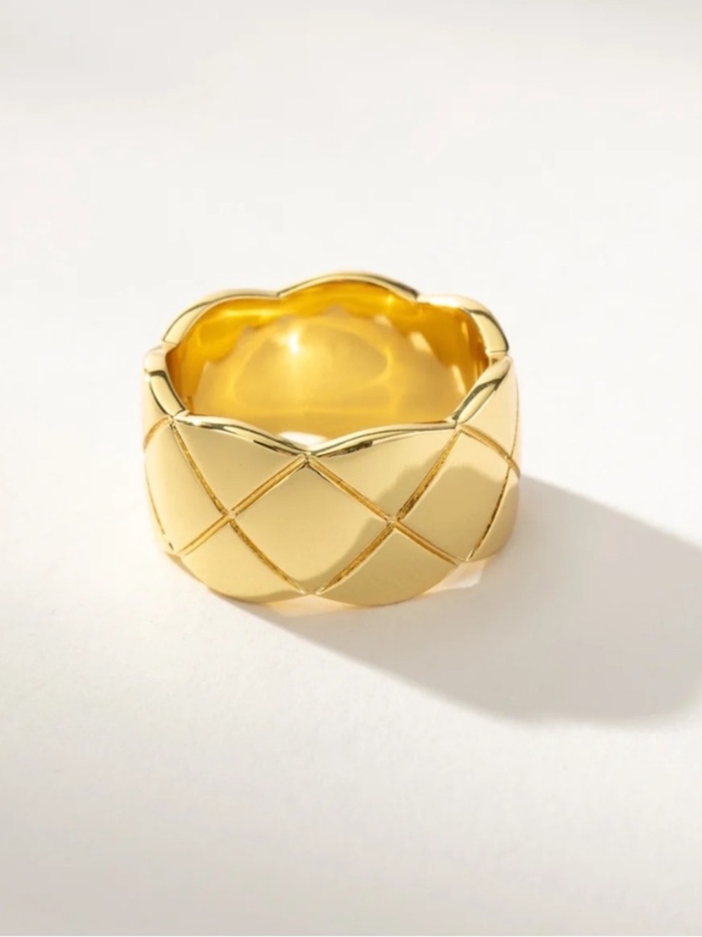 Uncommon James Polished Gold Quilted Wide Band Size 7 NWT